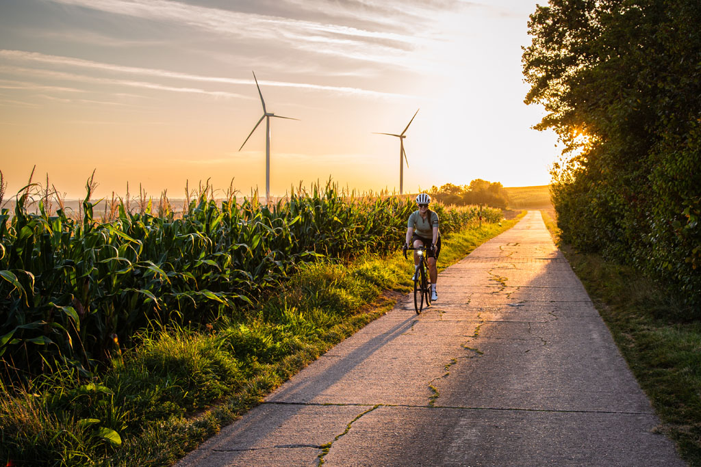Rennrad Tour im Sonnenuntergang