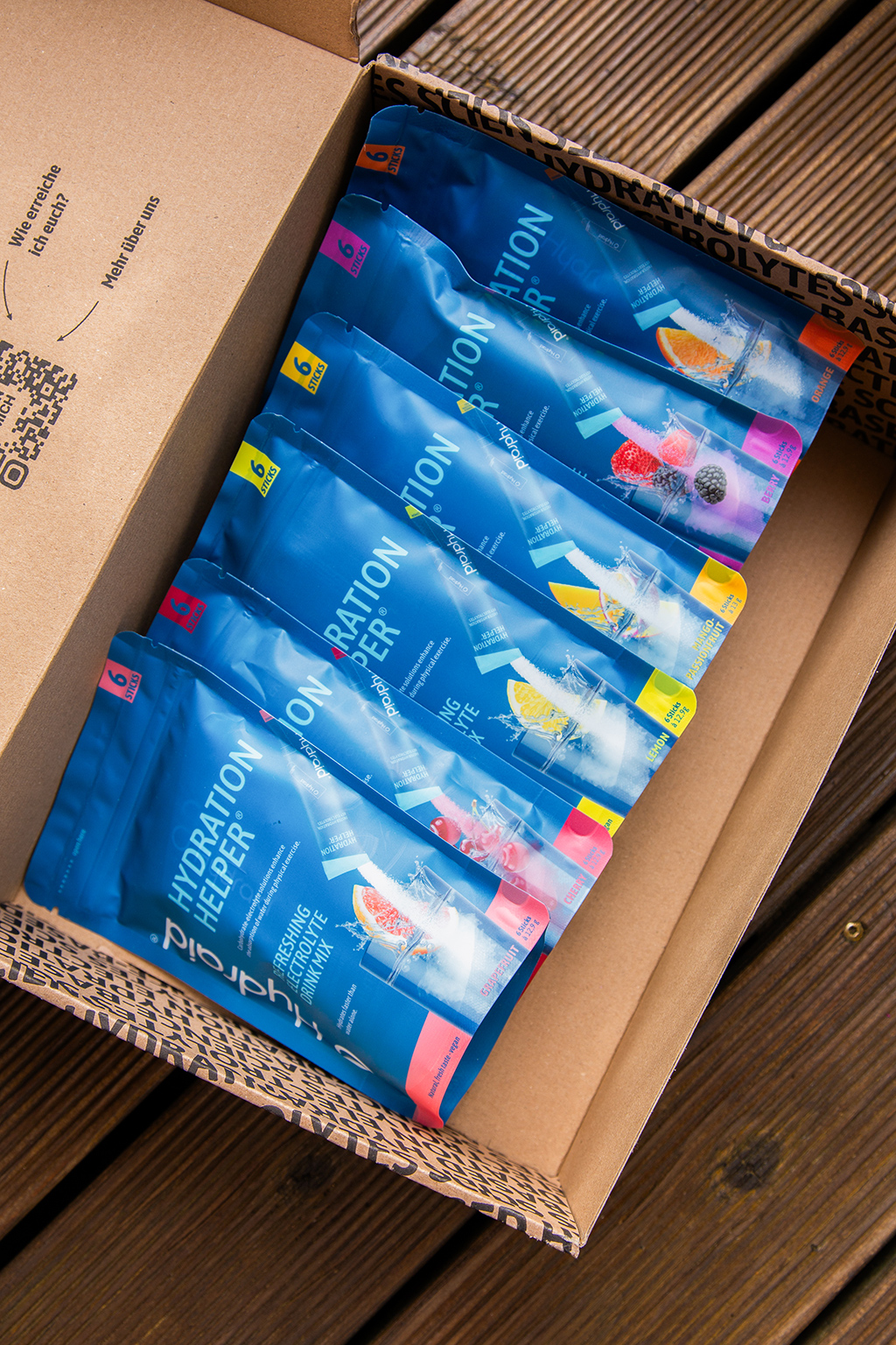 Hydraid Elektrolyte Sticks in sechs verschiedenen Sorten