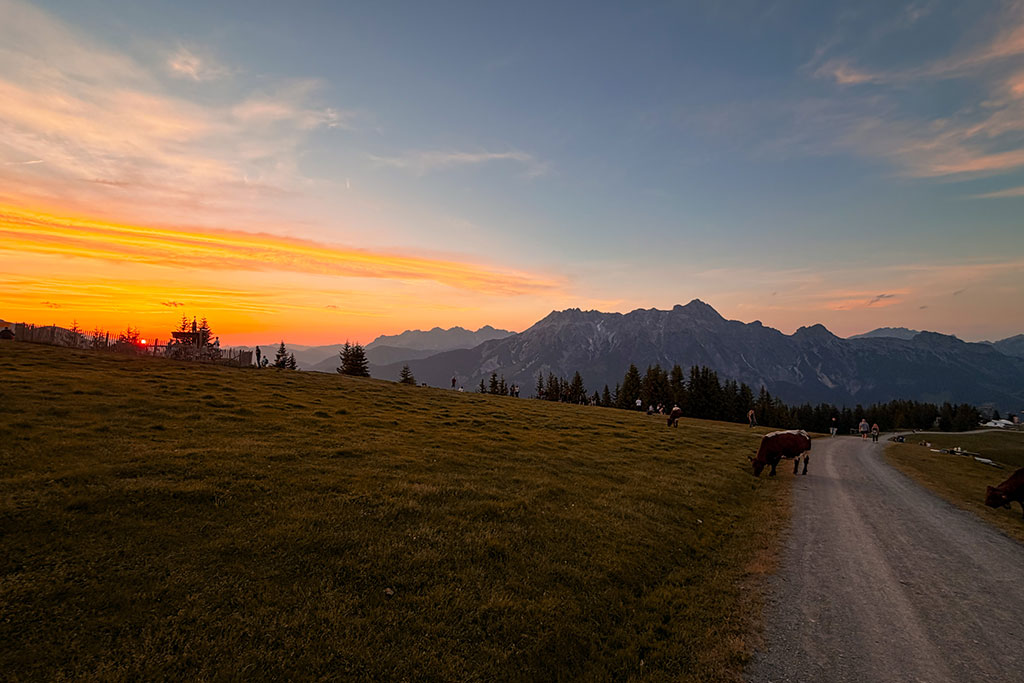 Sonnenuntergang auf dem Asitz in Leogang