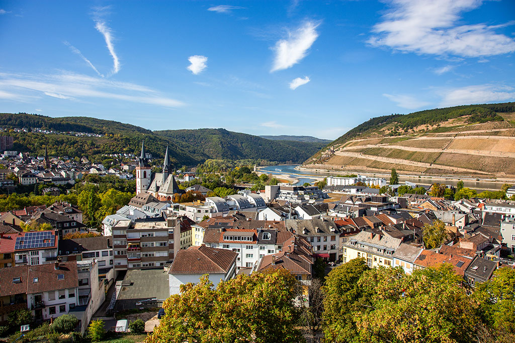 Aussicht auf Bingen von der Burg Klopp